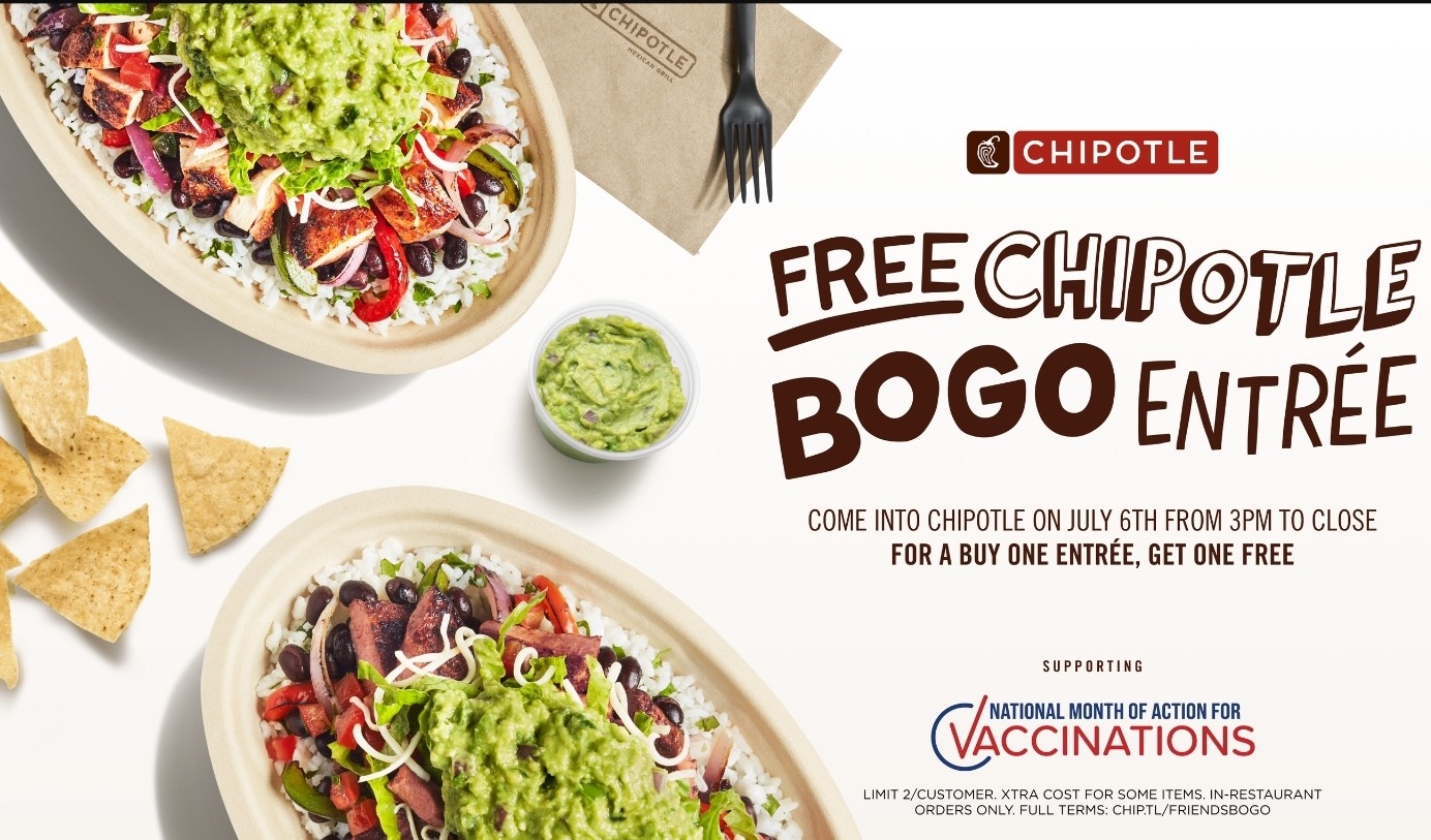 Chipotle BOGO promotion on July 6th