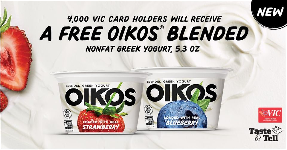 FREE OIKOS Blended Greek Yogurt at Harris Teeter