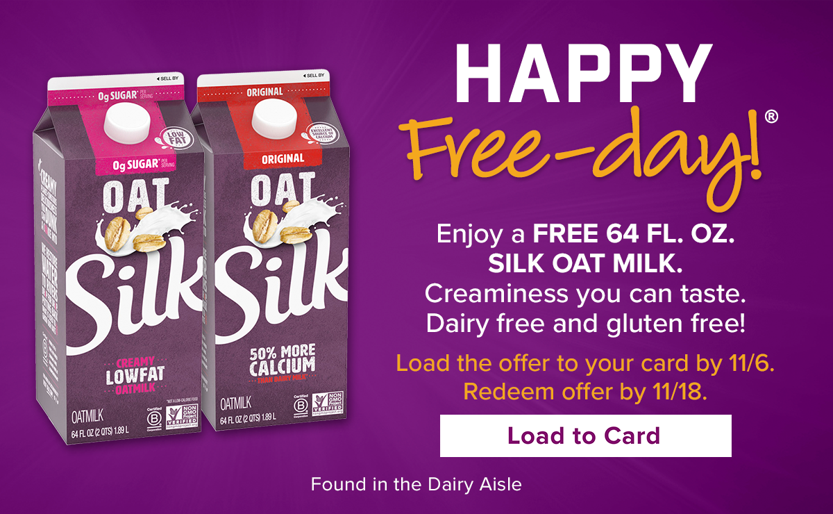 Free 64oz Silk Oat Milk at Giant Food