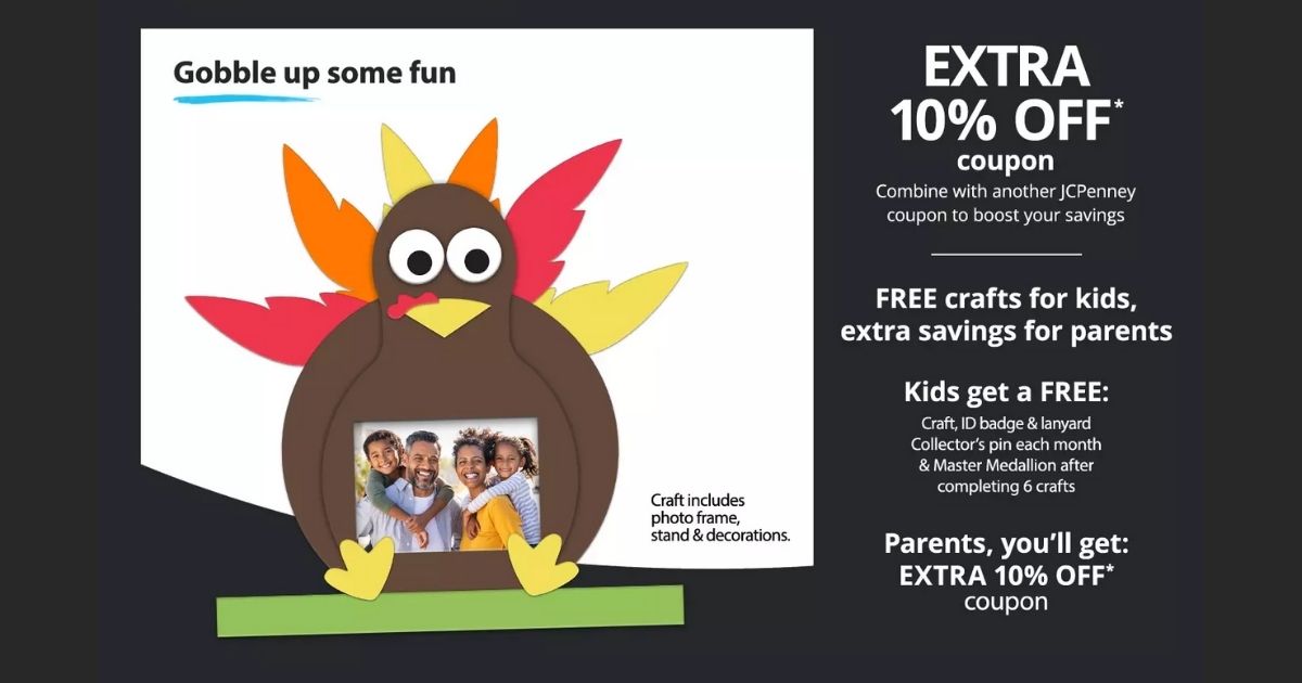 Free Turkey Frame Craft Activity at JCPenney on November 13