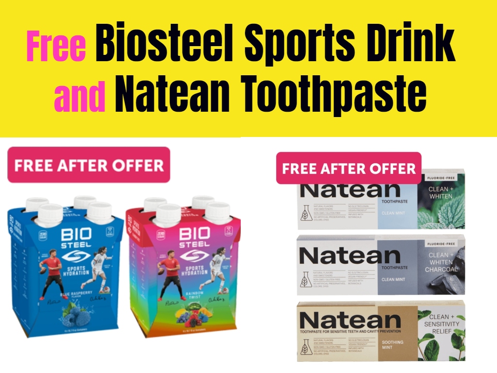 Free Biosteel Sports Drink and Natean Toothpaste